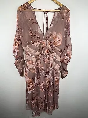 $45 • Buy ASOS Design Pink Floral Print Dress - Size US10 Aus 14