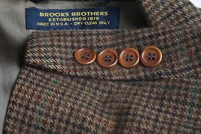 Brooks Brothers 100% Camel Hair VINTAGE Brown Blue Plaid Sport Coat Jacket 46L • $69.99