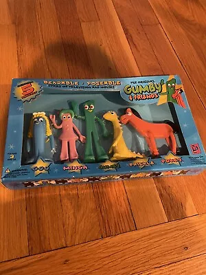  Vintage Gumby & Friends 5pc Bendable Posable Figures NIP Prema Toy Co 2001 • $40