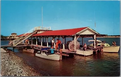 1950s Marco Florida Postcard  MARCO ISLAND INN AND COTTAGES  Boat Landing View • $5.25