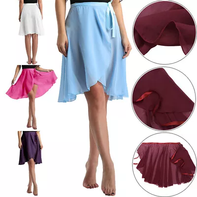 Women Ballet Dance Chiffon Wrap Skirts Skater Skirt With Waist Tie Dancewear • $13.94