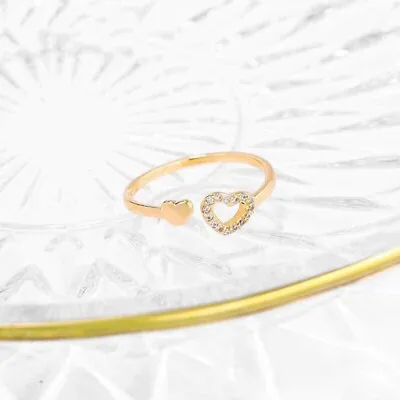 9k 9ct Yellow Gold Plated Thumb Finger Toe Midi Sizeable Heart Ring Uk P 2225 • £7.99