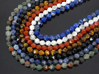 Natural Gemstones 24 Faceted Polygons Spacer Beads 14.5'' Strand 6mm 8mm 10mm • $9.79