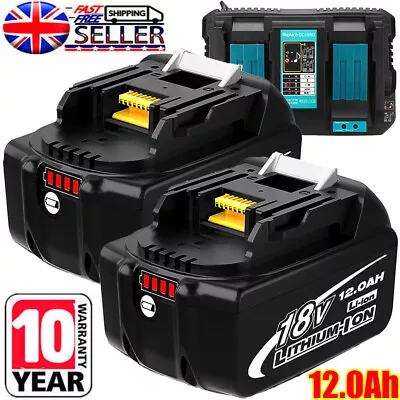 2X 18V 12.0Ah 9.0Ah For Makita Battery BL1860 6.0Ah BL1850 BL1830 BL1890/Charger • £17.69