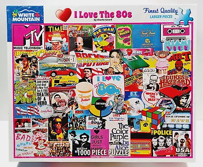 White Mountain #1525 I Love The 80s Jigsaw Puzzle 1000 PC - New Sealed Unopened • $23.80