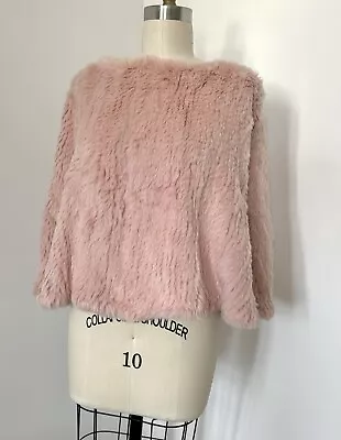 Sz M Pink Bunny Rabbit Fur Womens Shawl Poncho Cape Easter Wrap So Soft! Vintage • $34