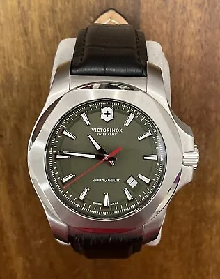 Victorinox 241683 Swiss Army I.N.O.X Green Dial Leather Strap Watch Working • $153.50
