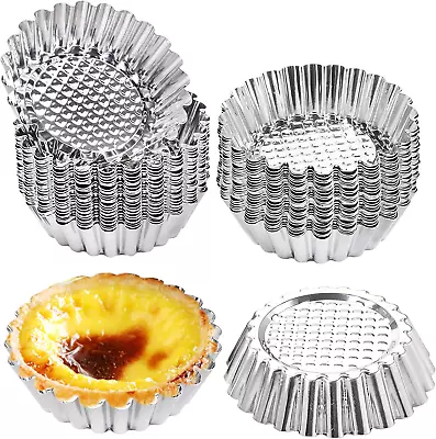 Dicunoy 30 PCS Egg Tart Mold For Baking 3.8 Inch Stainless Steel Mini Tart Tin  • $19.01