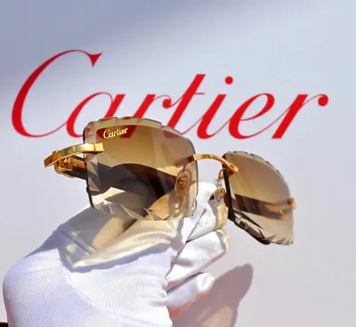 Cartier Decor C Wood Rimless Ibiza CT0052O Frame Sunglasses Glasses NEW Coll 21 • $2649