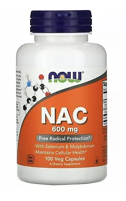 Now Foods NAC 600 Mg 100 Veg Capsules GMP Quality With Selenium & Molybdenum • $14.45