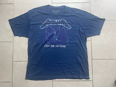 Metallica T-Shirt XXL Bravado Ride The Lightning Rock Band Merchandise Blue • $12.99