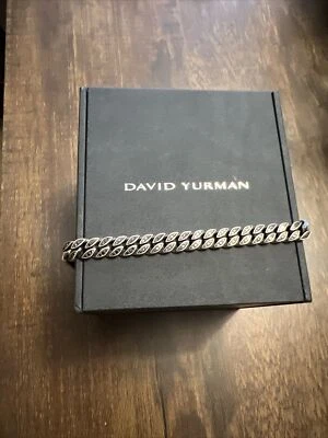 $1850 • Buy * David Yurman*  CURB CHAIN BRACELET IN STERLING SILVER WITH PAVÉ BLACK DIAMONDS