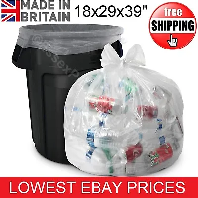 £65.95 • Buy Clear Refuse Sacks Bags Strong Polythene Bin Liners Waste Rubbish Bags 18x29x39 