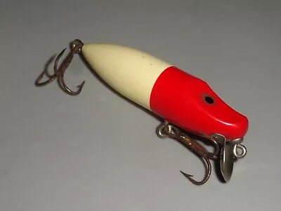 VINTAGE FISHING LURE PLASTIC MILLSITE OPAQUE MINNOW FLOATER RED HEAD C.1950's • $6.99