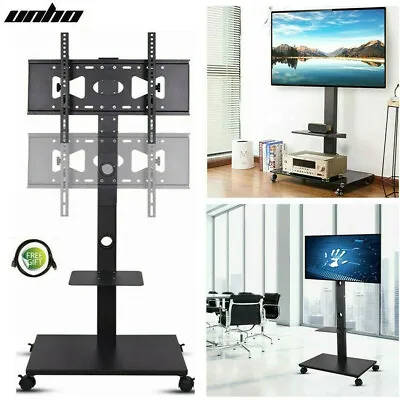 £56.92 • Buy 32 -70  Wheeled TV Mobile Floor Stand Moving Cart Mount Height Adjustable 30KG