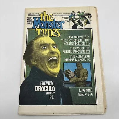 The Monster Times Magazine Newspaper Vol. #1 Issue #18 DEC 1972 Dracula A.D. • $25