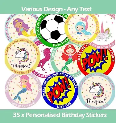 Personalised Birthday Stickers Labels Thank You For Coming To My Party Round 35 • £2.35