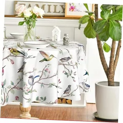  Spring Summer Tablecloth 60x60 Inch Rounds Branch Floral 60 X 60 Round Bird • $43.62