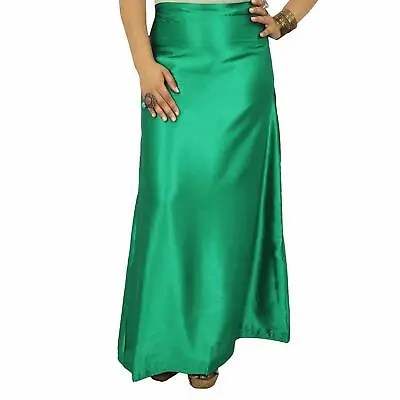 £11.87 • Buy Women Saree Petticoat Satin Silk Underskirt Lining For Women Sea Green