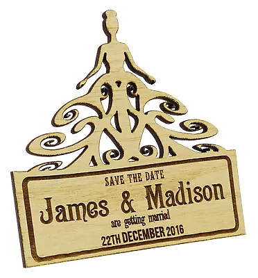 $81.39 • Buy 20 Custom Engraved Wooden Magnet Rustic Wedding Save The Date Wooden-zlr