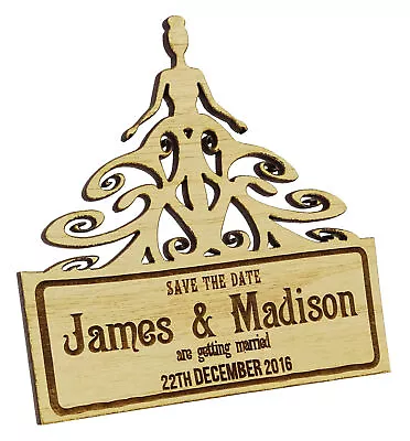 20 Custom Engraved Wooden Magnet Rustic Wedding Save The Date Wooden-zlr • $81.39