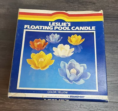 VTG Floating Pool Lotus Flower Candle- Yellow- Plastic- Leslie’s- With Box  • $30