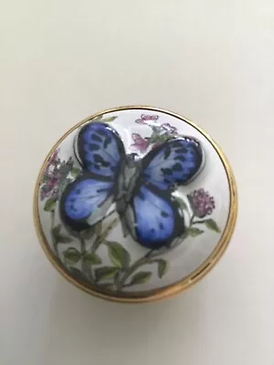 Halcyon Days Enamels Made In England Screw Cap Butter Fly Trinket  Box • $35