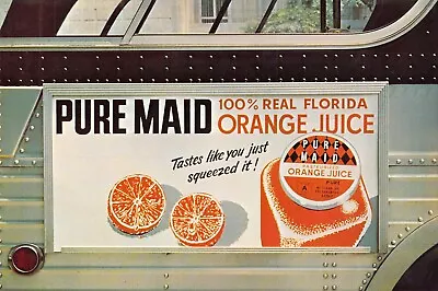 1966 New York City Metro Bus ADVERTISING Pure Maid Orange Juice 6x9 Postcard • $7.99
