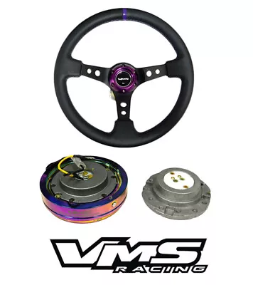 Vms Racing Universal Purple Steering Wheel & Neo Chrome Quick Release Kit C2 • $139.88