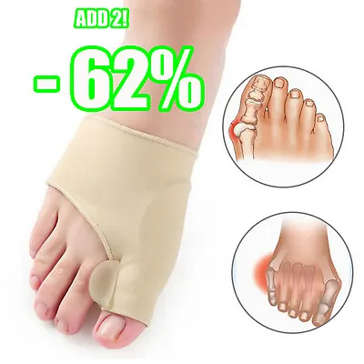 Pair Big Toe Bunion Sleeve Pad Protector Support Blisters Gout Foot Pain Relief • £3.69