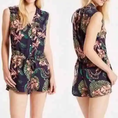 NWT Levis Navy Blue Hawaiian Tropical Betty Playsuit Sz 8 10 Tiki Rockabilly VLV • £19.95