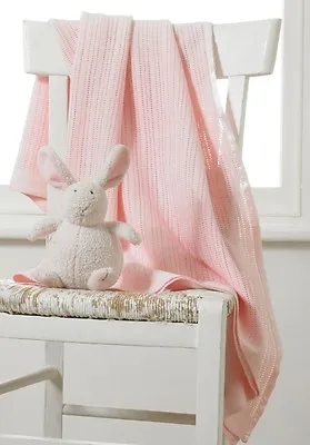 £11.33 • Buy Childs Blanket Pink Colour 100% Cotton Cellular Cot Bed Pram Moses Crib Basket 