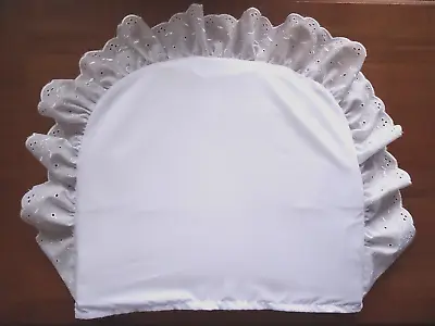 Baby Pillow Case White Broderie Anglaise Frill Cot Bed Pram Made In UK • £8.99