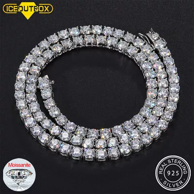 4mm MOISSANITE 925 Sterling Silver Tennis Chain Necklace Passes Diamond Tester • $251.99