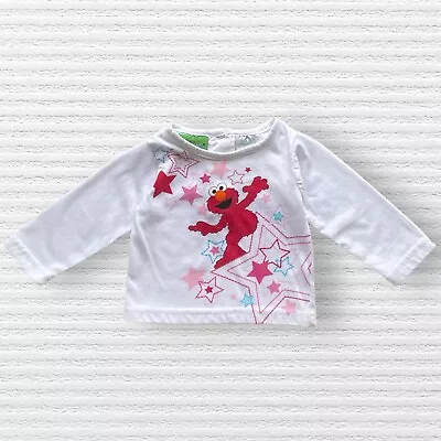Vintage Y2K Sesame Street Elmo Baby Boys Girls T-Shirt White Long Sleeve Sz 12M • $12.44