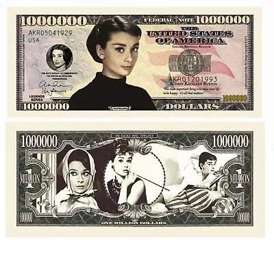 Pack Of 100- Audrey Hepburn Limited Edition Collectible Million Dollar Bill • $24.95