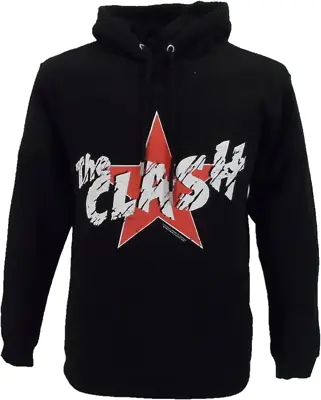 Mens Black The Clash Star Logo Hooded Hoodie Top • £34.99