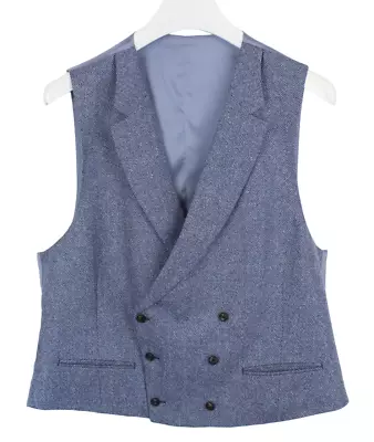 SUITSUPPLY Ferrara Waistcoat Men's UK 44S Double Breasted Wool Linen Silk Vest • £83.99