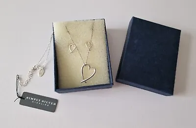 Simply Silver Sterling Hallmarked 925 Heart Necklace And Earrings- Jewellery Set • £21.99