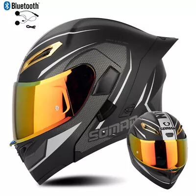 DOT Bluetooth Flip Up Motorcycle Helmet Moto Motorbike FULL FACE Modular Helmet • $82.98