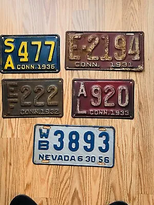 Antique CT NV License Plate Low Numbers Collectors 1930s Vanity Collectible Lot • $350