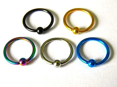 5x Captive Bead Rings CBR BCR Hoop Stainless Steel Earring Lip Piercing UK SALE • £2.45