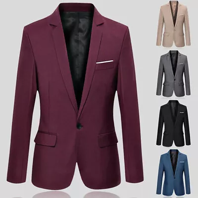 Mens Formal Suit Blazer Jacket Coat Dress Business Work One Button Casual Tops • £37.19