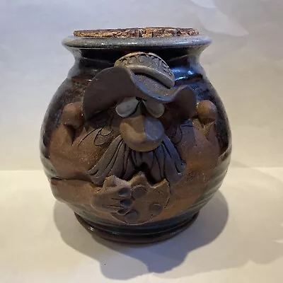 Vintage Mahon MMS Pottery 3D Man Cowboy Funny Face Cookie Jar Original Cork Lid • $59.95