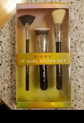 AUTHENTIC Sigma It Girl Brush Set FULL SIZE 3-Piece Black & Chrome Lmtd Edtn NIB • $62