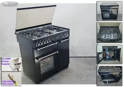 Refurb Rangemaster 90 Lidded All GAS LPG Propane RANGE COOKER Black Chrome(4A19) • £995