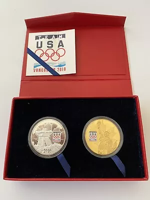 Team USA 2010 Vancouver Olympics Gold & Silver Plated Medal Medallion Set • $12.50