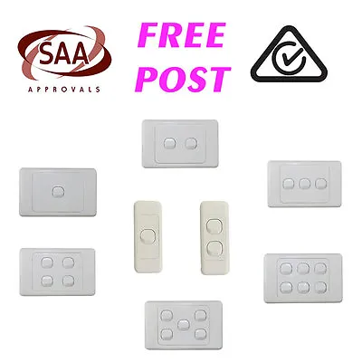 1 2 3 4 5 6 Gang - Wall Light Switch - SAA Approved - 240 Volt 10 Amp FREE SHIP • $10.14