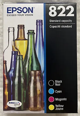 Epson 822 Black Cyan Magenta Yellow Ink Cartridge Set T822120-BCS Exp 2024 OEM • $49.98