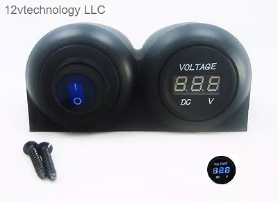 12V Battery Bank Voltmeter Monitor RV Marine House Starting Wired + Switch Blue • $17.95